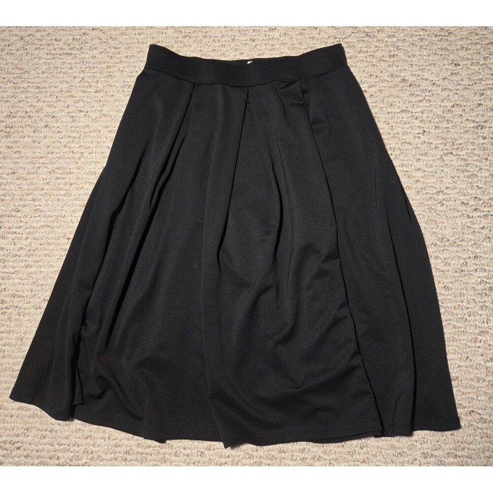 Nwt Halara High Waisted Pleated Crepe Midi Work Skirt Black Women's Medium